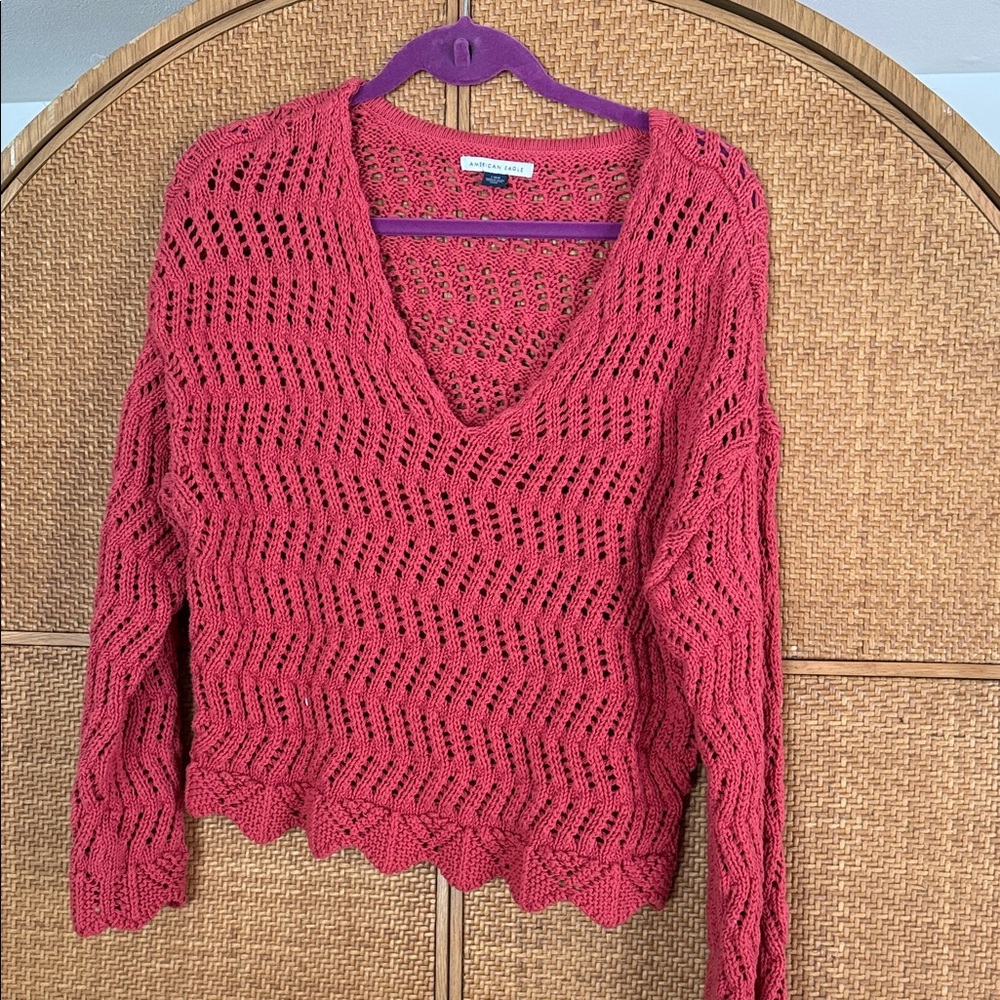 American Eagle Outfitters V-Neck Sweater - Red